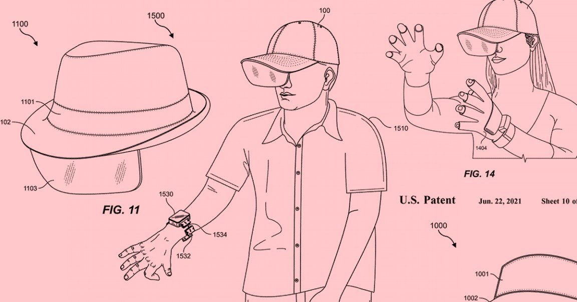 A new Facebook patent reveals some unusual new augmented reality headware, including a fedora, baseball cap, and visor with displays attached to the brim.