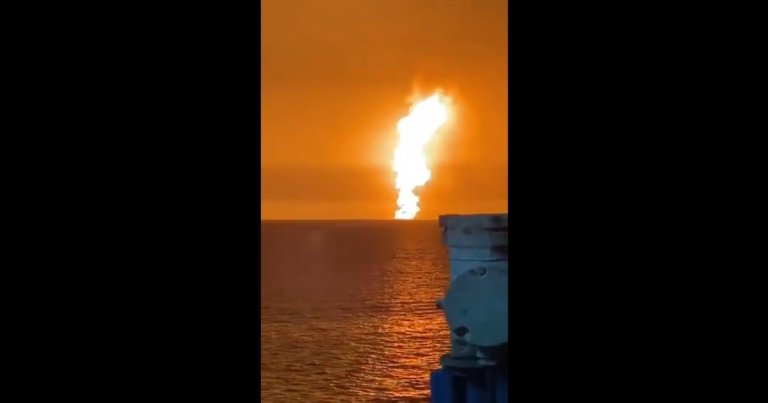 Giant “Mud Volcano” Explosion Seen Near Oil Platform