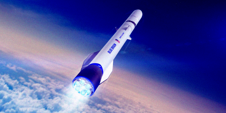 Blue Origin is working on a fully reusable rocket stage to launch its New Glenn rocket, according to images taken near the test site.