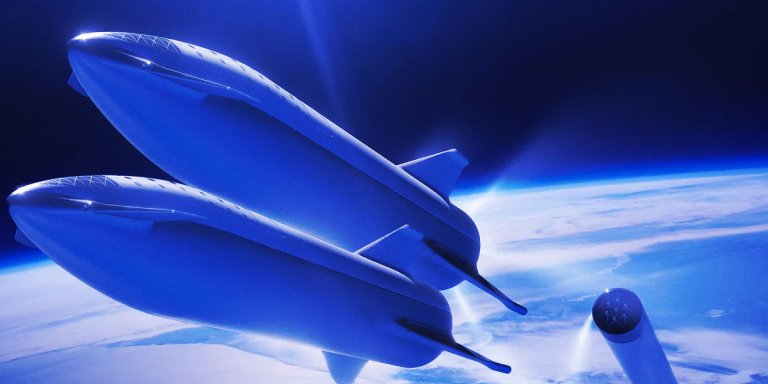 A new render by SpaceX enthusiast Erc X on Twitter shows the two giant stainless-steel Starship spacecraft meeting in space for a refueling session.