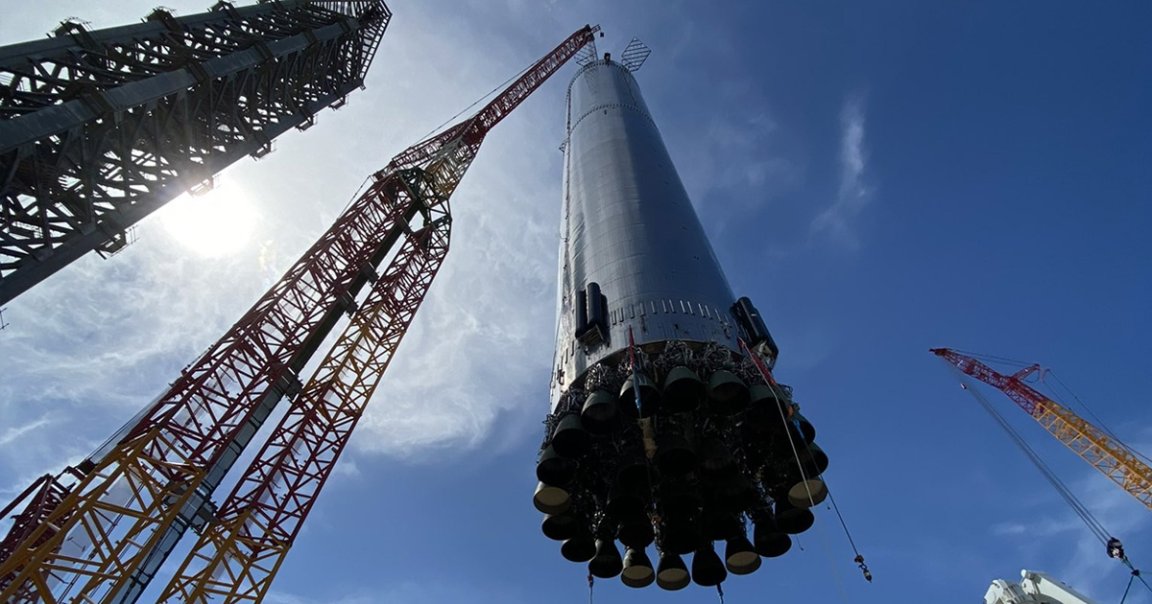 SpaceX is finally getting ready to stack its gigantic 160-foot Starship prototype dubbed Ship 20 on top of its even taller Super Heavy booster.