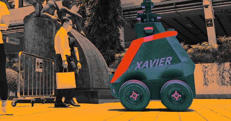 Two autonomous police robots are roaming the streets of Singapore looking for signs of trouble during a brief trial period.