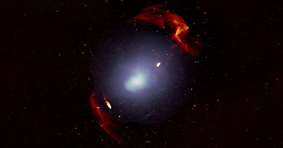 Two gigantic clusters of galaxies smashed into each other around a billion years ago — and the collision's shockwaves spread so far that they absolutely dwarf our own galaxy.