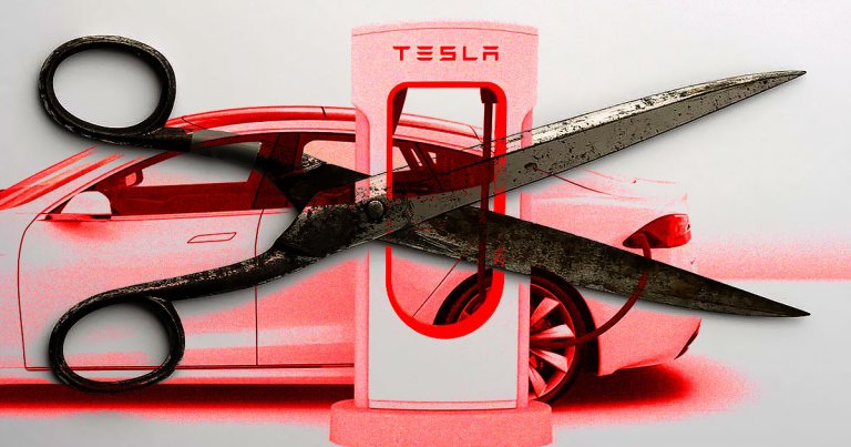 A vandal has seemingly chopped off the cables to all eight stalls of a brand new Tesla Supercharger station in Oakhurt, California.