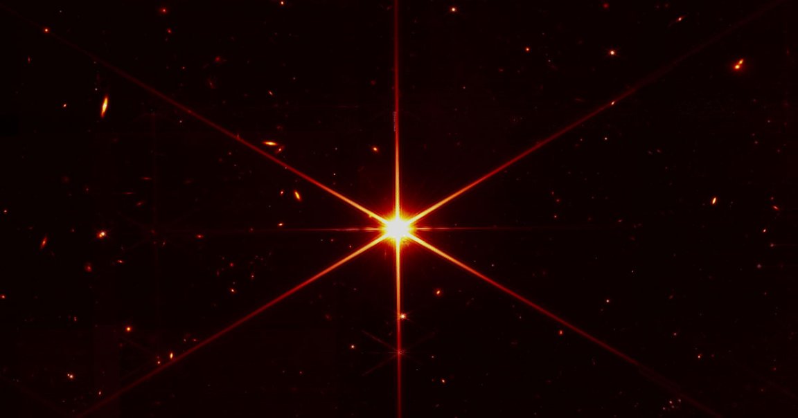 NASA has released a stunning new image taken by its James Webb Space Telescope that shows a star fully in focus surrounded by a dizzying vista of galaxies.