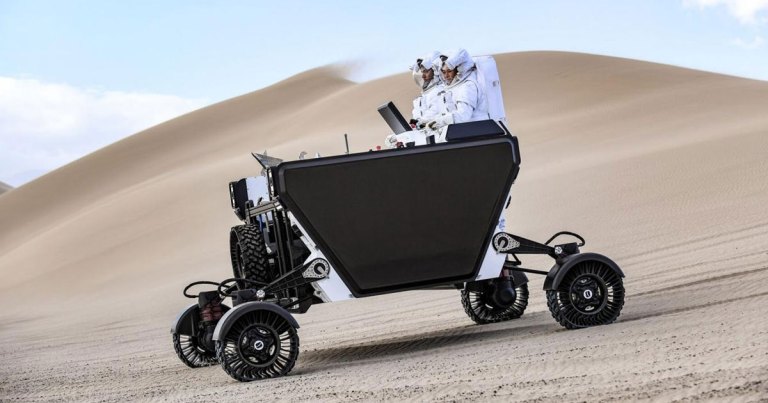 Chinese Rover Exploring What Appears to Be Cube-Shaped Object on Moon