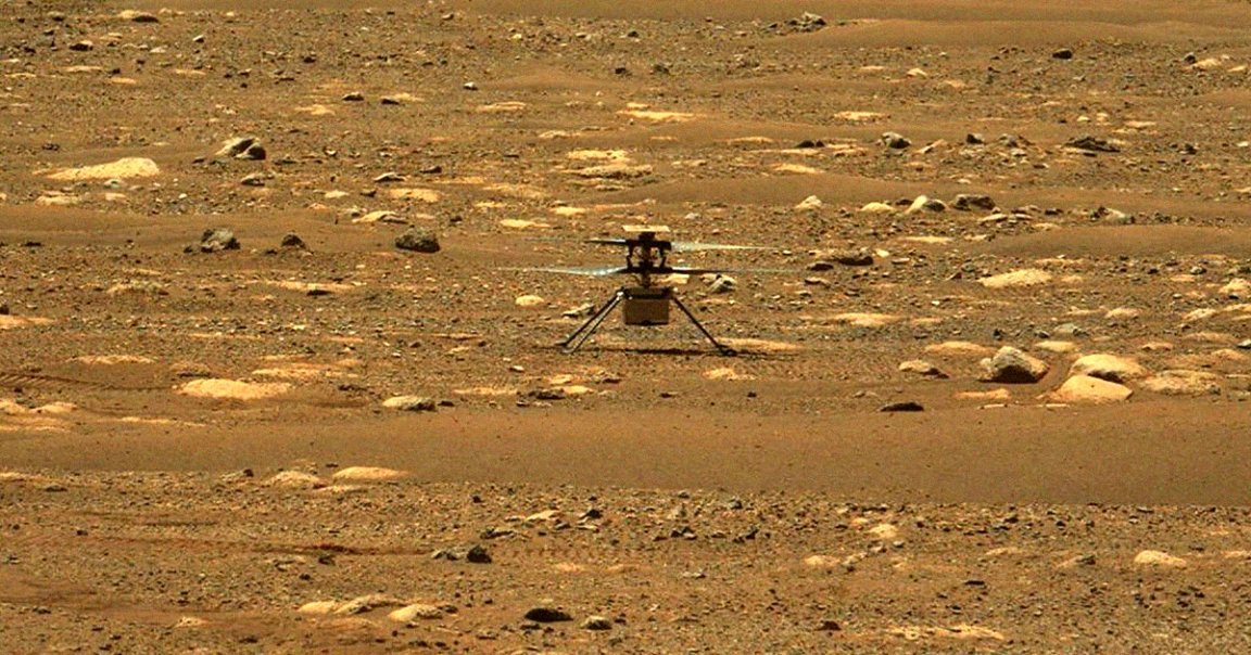 Enhance! NASA's Mars Reconnaissance Orbiter has spotted the agency's tiny four pound Ingenuity Mars helicopter from orbit — an impressive feat.