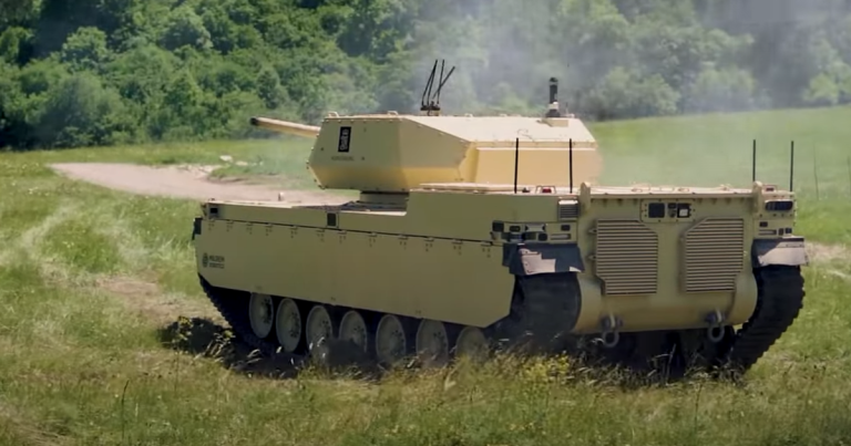 A new video shared by Estonian robotics and autonomous systems developer Milrem Robotics shows an autonomous tank blowing up cars and other targets.