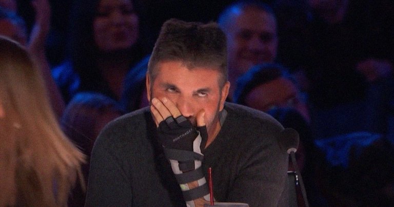 English TV presenter and record executive Simon Cowell was shocked to find a performer with his own face singing a tune on "America's Got Talent."
