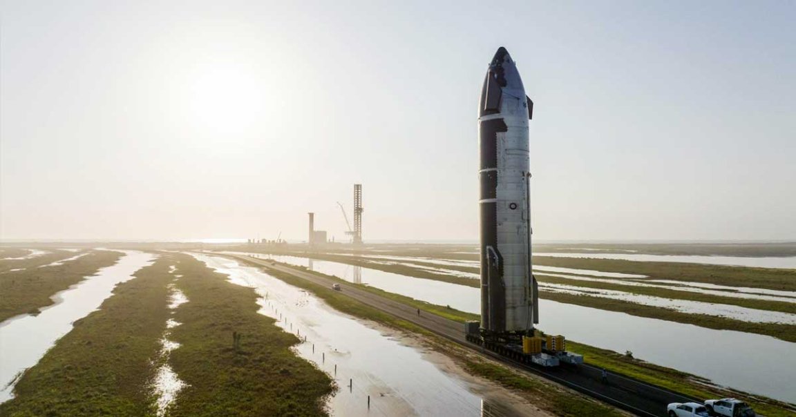 After video footage showed SpaceX's Starship prototype rolling onto its launch site, a Twitter user shared a stunning render of the Starship in NASA livery.