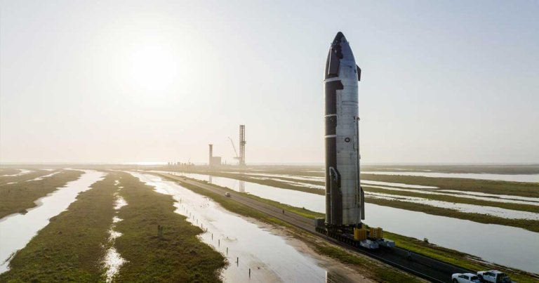 After video footage showed SpaceX's Starship prototype rolling onto its launch site, a Twitter user shared a stunning render of the Starship in NASA livery.