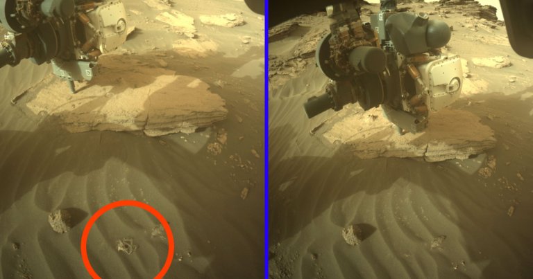 An object that looks like a bundle of string that showed up in images taken by NASA's Mars Perseverance Rover earlier this month has suddenly disappeared.