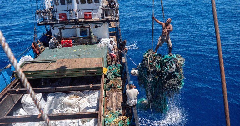 A crew on board a ship belonging to the nonprofit Ocean Voyages Institute made an unusual discovery while sailing through the Great Pacific Garbage Patch.