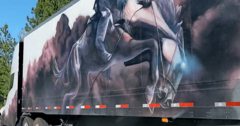 One Reddit user captured video of an exceptional Tesla Semi that features a bucking horse mural on its side. Semis have been delayed for years.