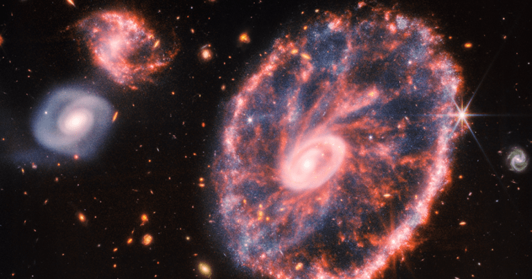 The James Webb Space Telescope just dropped an amazing new image of the black hole-centered "Cartwheel Galaxy" in greater detail than ever seen before. 