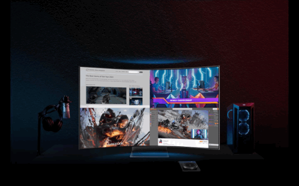 Samsung Odyssey Ark has a rotating screen that pivots from horizontal to vertical easily.