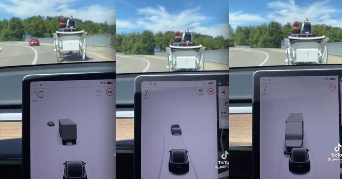 A new video shared on TikTok, which has since gone viral shows a Tesla vehicle getting mightily confused by a horse-drawn carriage.