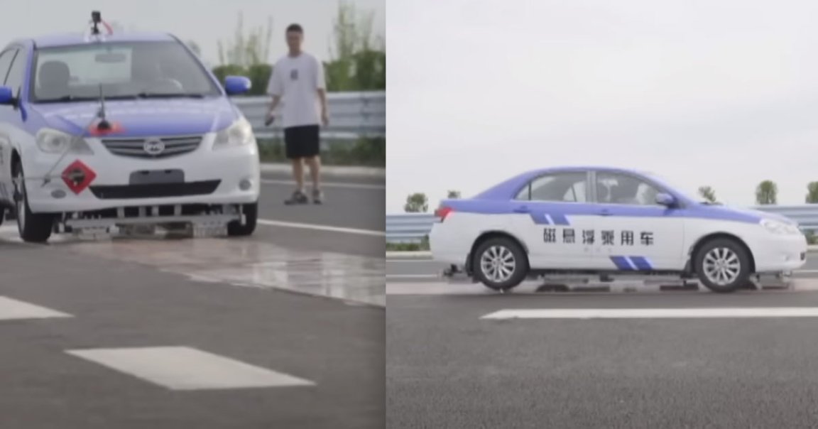 China has tested modified cars that are capable of magnetically levitating (maglev) almost an inch and a half off of the ground on a stretch of highway.