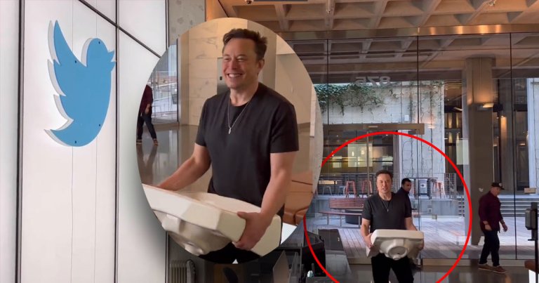 Tesla CEO Elon Musk has shared a video of himself carrying what appears to be a ceramic bathroom sink into the lobby of Twitter HQ in San Francisco.