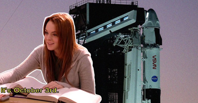 SpaceX and NASA launched astronauts to the International Space Station today — and crews back on the ground made a "Mean Girls" reference for some reason.