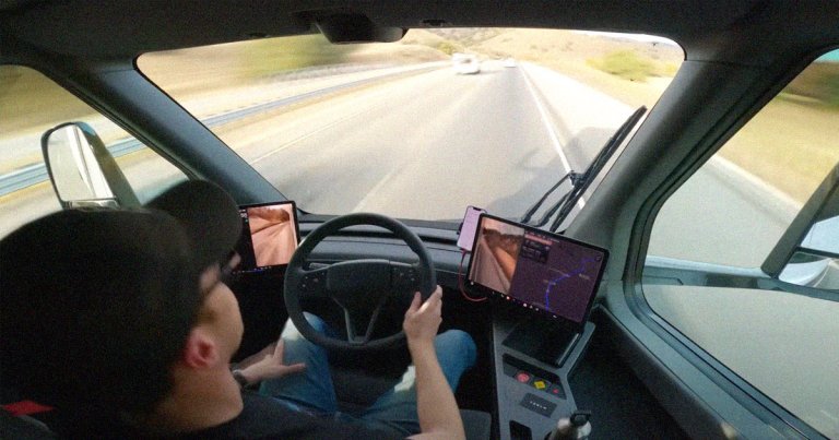 Tesla released a timelapse video of one of its all-electric Semi trucks driving a 500-mile journey while carrying 82,000 pounds, a full load.