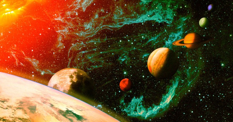 Look West to the horizon around sunset, and you should be able to witness five planets — Mercury, Jupiter, Venus, Uranus, and Mars — lined up near the Moon.