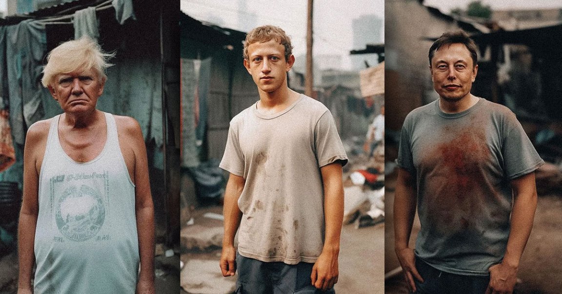 An AI artist has imagined what Mark Zuckerberg and Jeff Bezos would look like if they lived in slums — and honestly, the images go kind of hard.