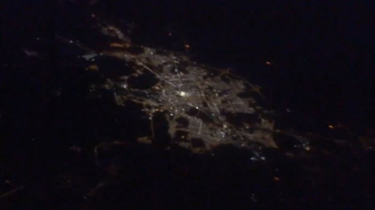 While Muslims commemorated one of Ramadan's holiest nights below, an Arab astronaut showed how brightly Mecca is lit up while looking down from space.