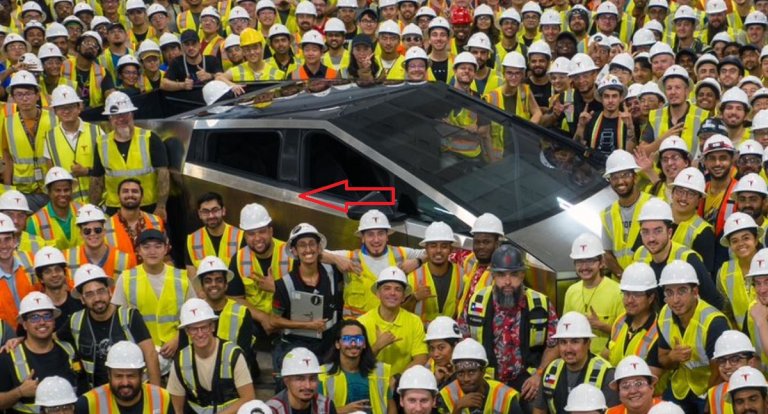 Tesla has finally showed off the first Cybertruck to roll off the assembly line -- but it's fit and finish are looking rough.