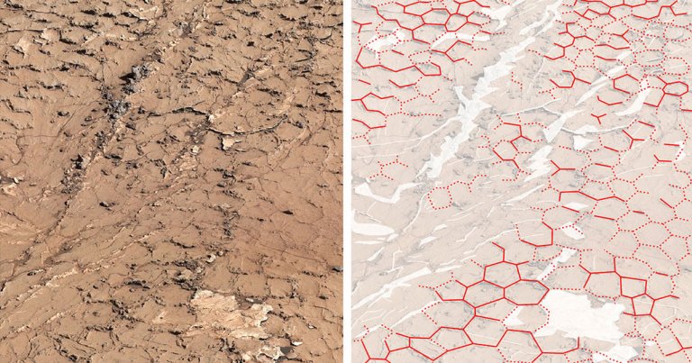 NASA's Curiosity Mars rover has come across a fascinating hexagonal pattern in salt deposits that looks eerily familiar.