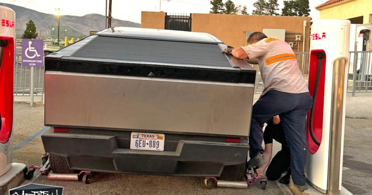 A Cybertruck forum user saw how a truck had to be towed away from a Supercharger station on a flatbed truck because it "wouldn't charge."