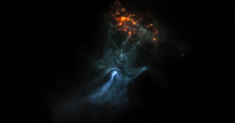 Astronomers have spotted a ghostly skeleton hand floating in outer space some 16,000 light-years from Earth.