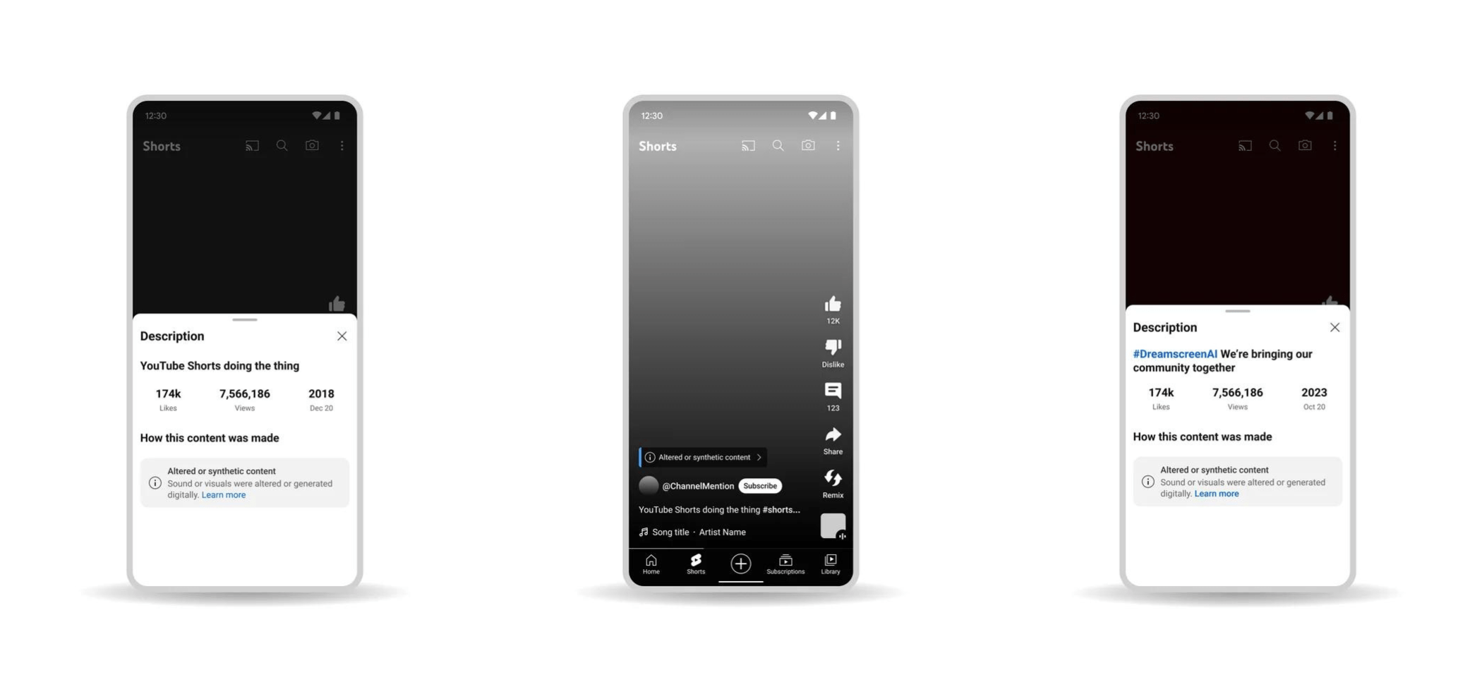 Mock-ups showing label added to YouTube's mobile video player. Images via YT.