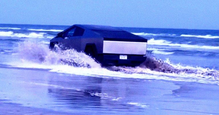 Tesla's Cybertruck appears to have a "Wade Mode" which both "raises ride height" and "pressurizes battery when driving through water."