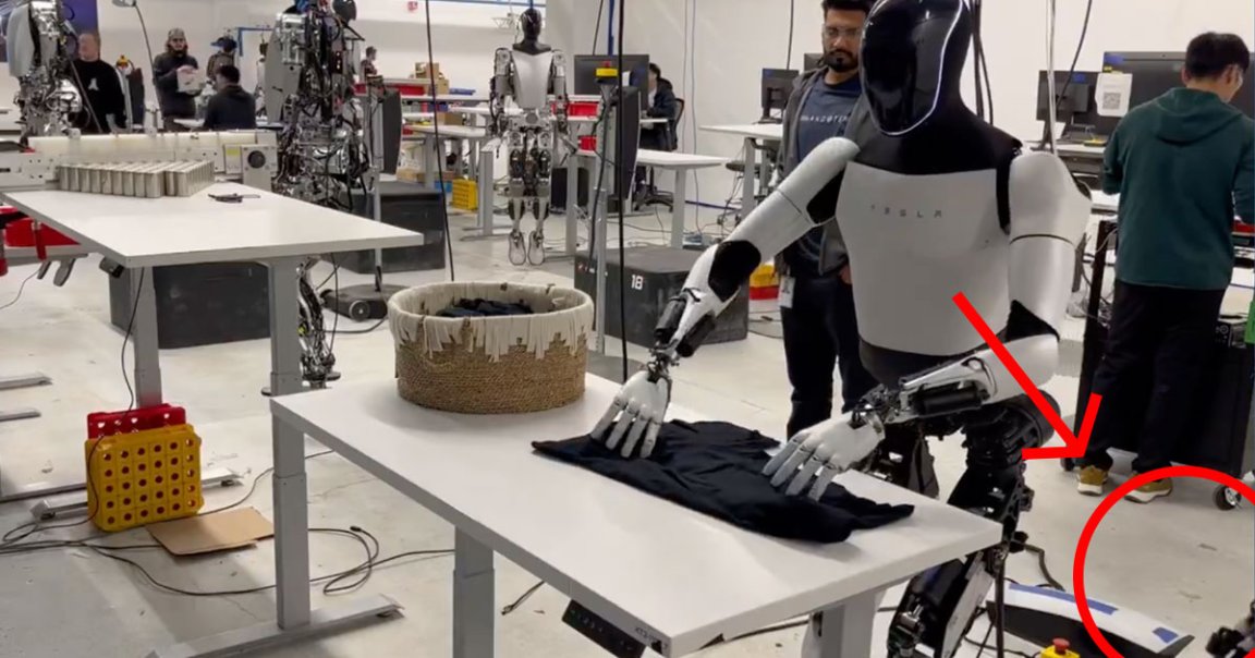 Tesla CEO Elon Musk has posted a video of Tesla's Optimus humanoid robot carefully folding a shirt on a table. It needed a lot of help.