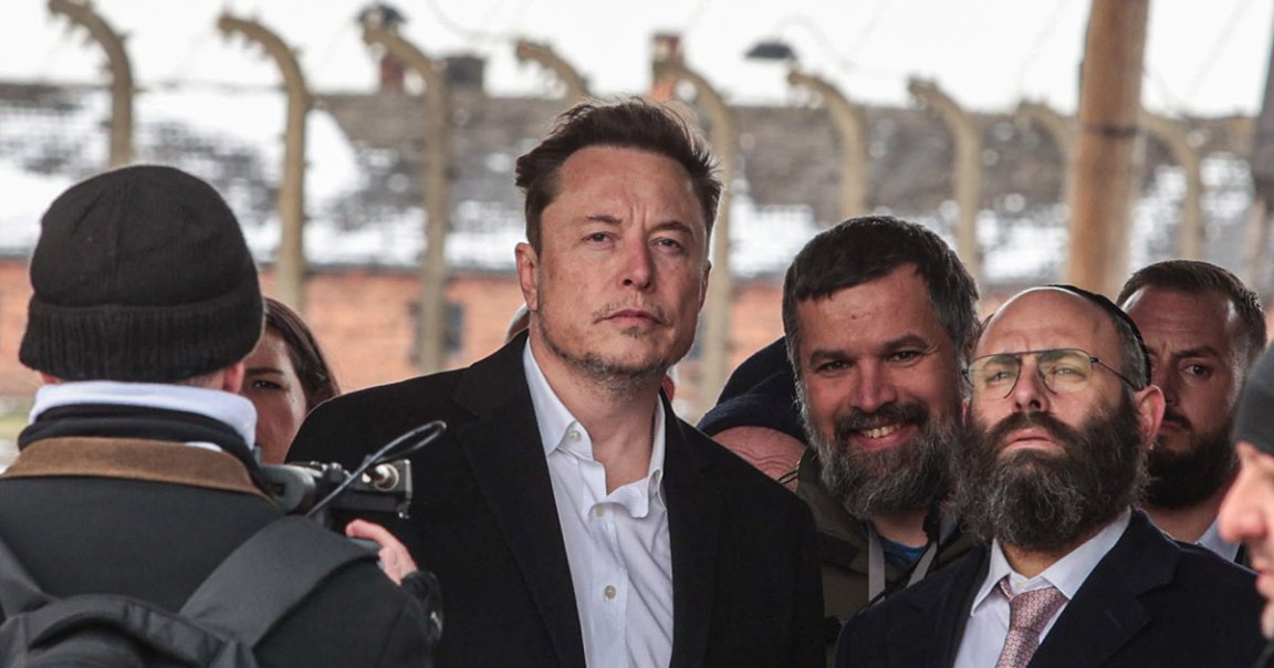 Elon Musk is using a visit to the Nazi death camp Auschwitz-Birkenau to clear his name and promote his social media network.