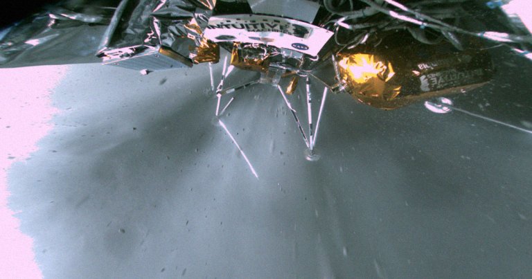One recently shared image shows damage taken by NASA's Moon lander, with stripped pieces littering the lunar surface behind it.