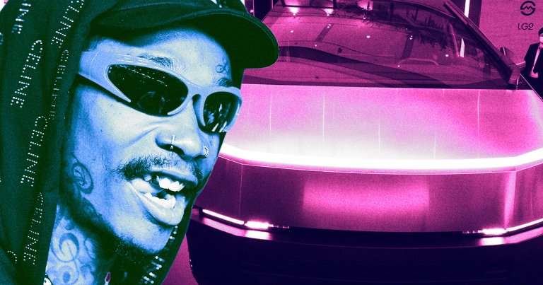 In a hilarious social media diatribe, rapper Wiz Khalifa is calling bull on Tesla's "trash" Cybertruck after seeing one on the street.