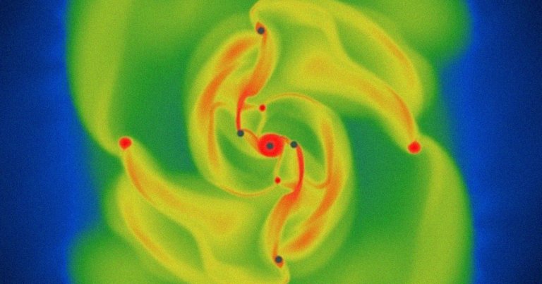 Using a supercomputer, a team of astrophysicists have simulated how young gas giants grow and found that they first have a flattened shape.