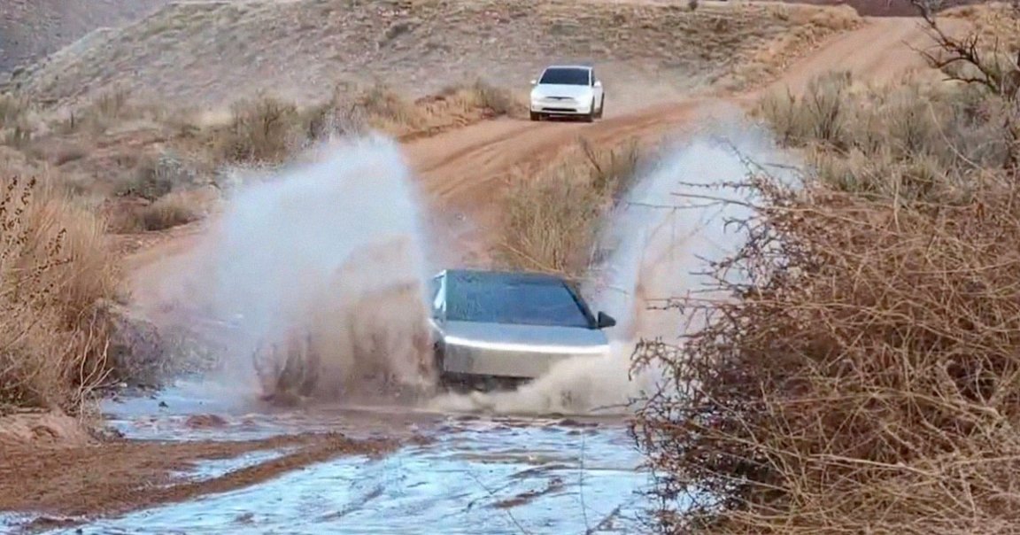 A video showing a Cybertruck wading through a puddle, grinding to a halt and emitting a horrible gurgling sound, went viral on social media.