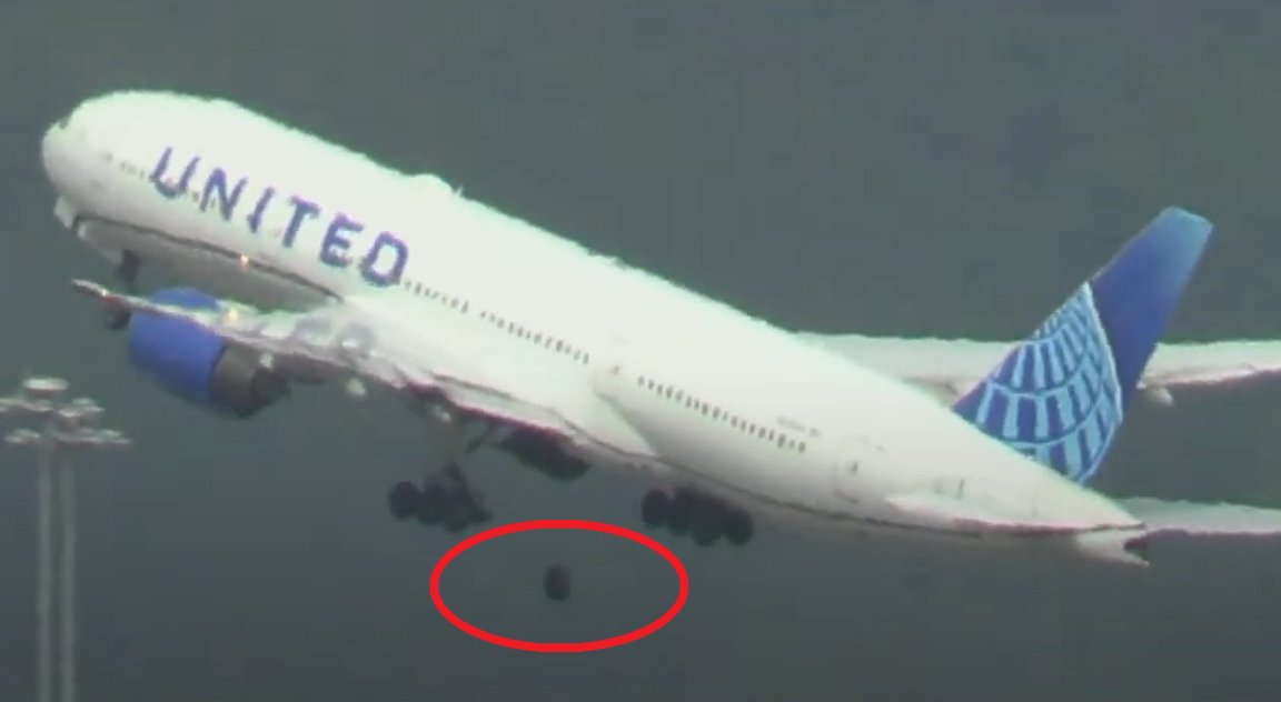 A tire fell off a Boeing flight bound from San Francisco to Osaka, crashing into cars and causing it to make an emergency landing at LAX.