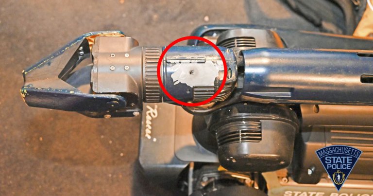 A Boston Dynamics SPOT robot that was sent inside a home by Massachusetts state police was shot three times by a person barricaded inside.