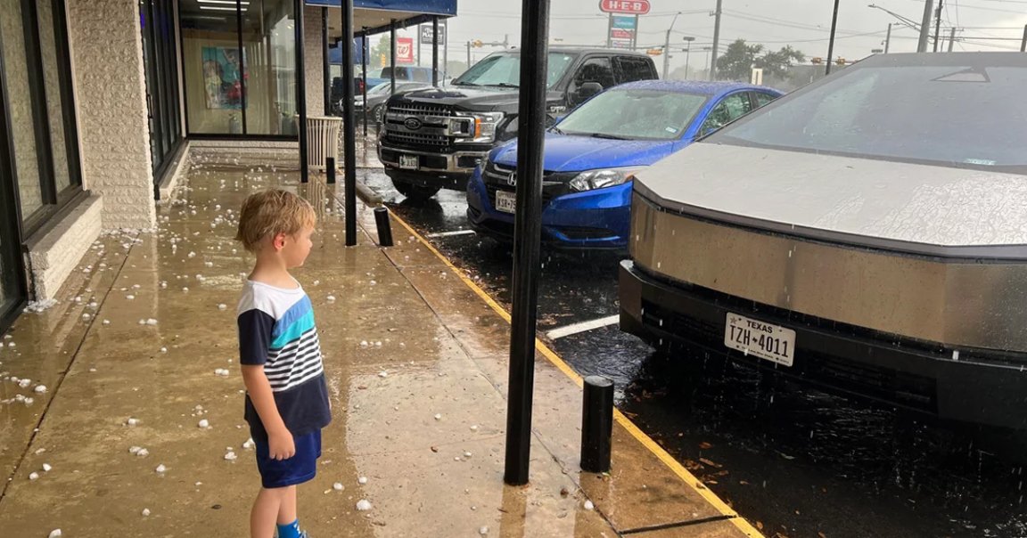 A Tesla Cybertruck's windshield cracked after enduring a routine but sudden hail storm in Austin, Texas, according to a Reddit post.