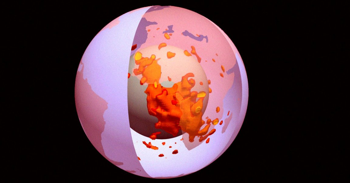 Blobs left behind from a collision between the Earth and a Mars-sized object may have led to plate tectonics and eventually earthquakes.