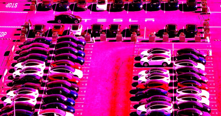 Unsold Tesla stock piling up so much, it can literally be spotted from space, as seen in several satellite images.