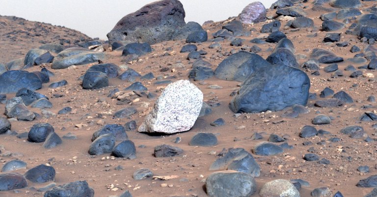 One stone in particular is distinctly lighter colored than all the stones surrounding it, a Mars discovery that is "in a league of its own."