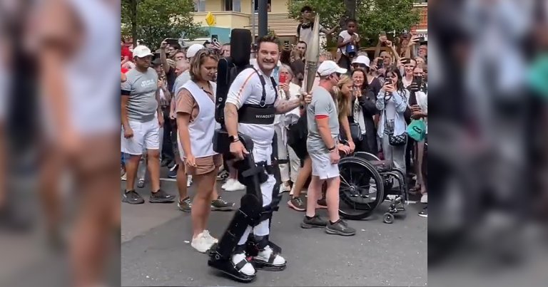 As the Olympics began to kick off, a paralyzed tennis player carried the Olympic flame through Paris while wearing a robotic exoskeleton.