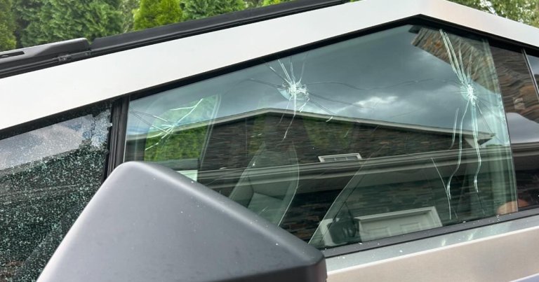 A woman has been arrested for allegedly smashing the windows of a Cybertruck out of which someone ran an ice cream stand.
