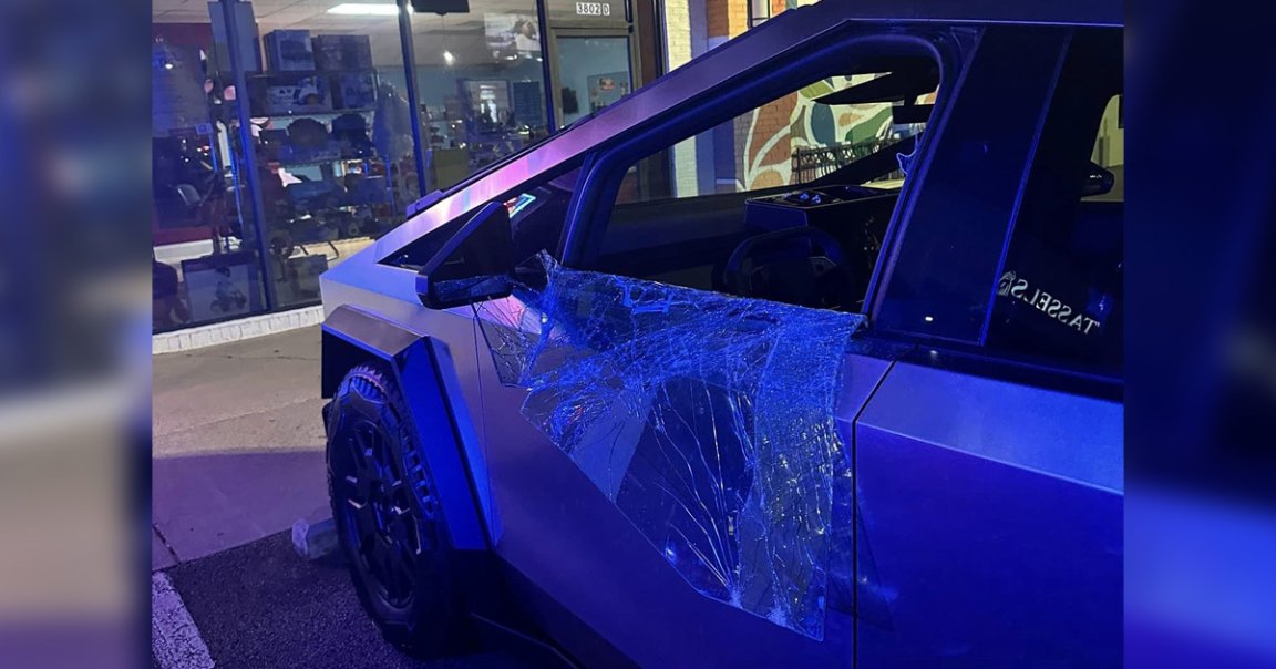 A clever car burglar broke into a vacant Cybertruck by popping one of the windows ajar and then peeling it wide open.