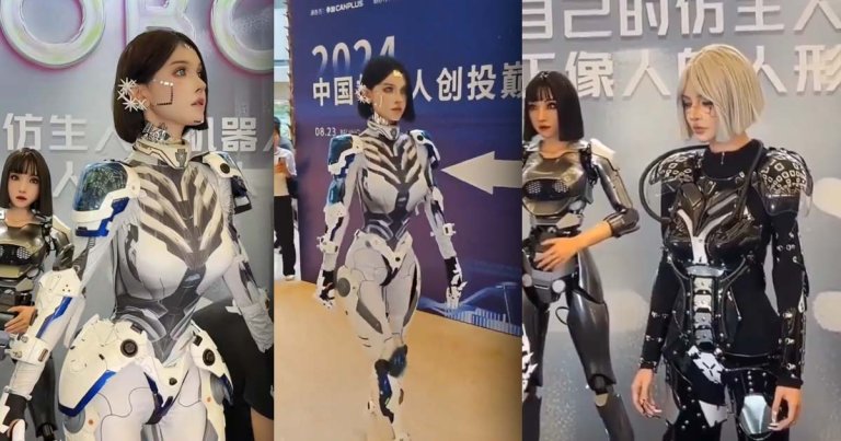 Viral footage shows what appear to be humanoid robots posing at a conference in Beijing. They're actually human cosplayers.